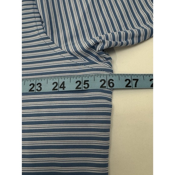 NWT Peter Millar BOWEN Triple Triple Stripe Jersey Golf Polo Shirt Blue XXL $115 - Picture 6 of 10